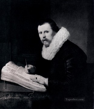 Rembrandt van Rijn Painting - Retrato de joven en su escritorio Rembrandt